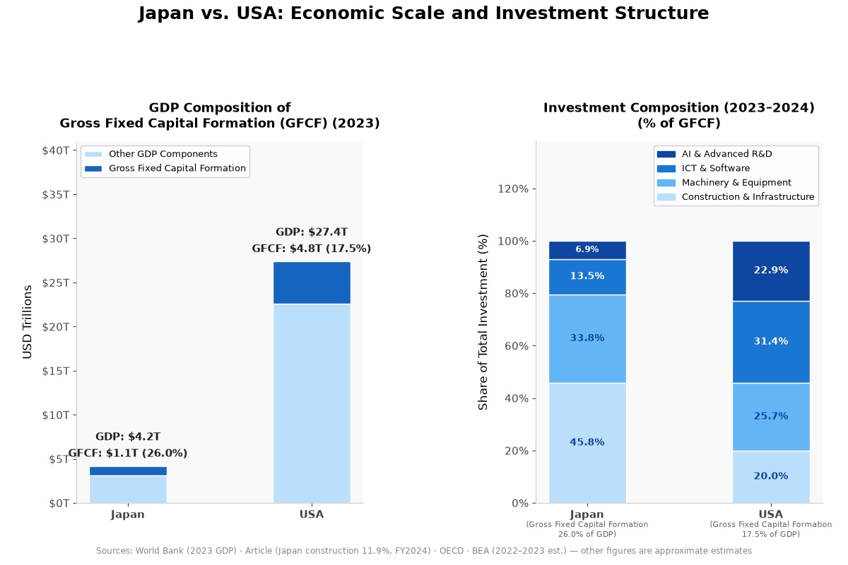 Japan vs. USA: Economic Scale and Investment Structure